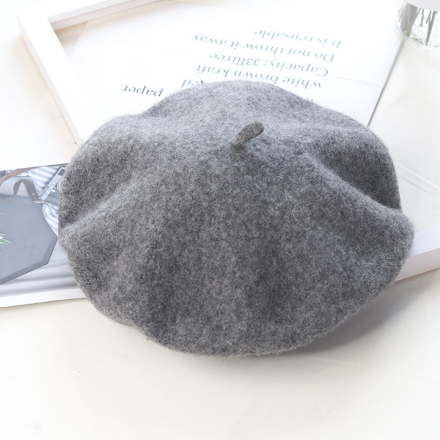 Multi Colors Wool Beret Hat Winter Warm Hats For Women French Style Beret Cap Solid Color