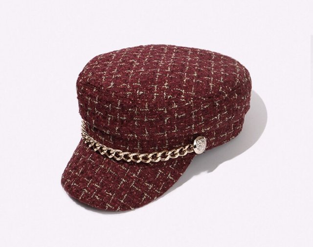 Manufacturer Wholesale Tweed British Style Beret Hat With Brim - Fashion Octagonal Caps