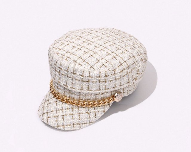 Manufacturer Wholesale Tweed British Style Beret Hat With Brim - Fashion Octagonal Caps