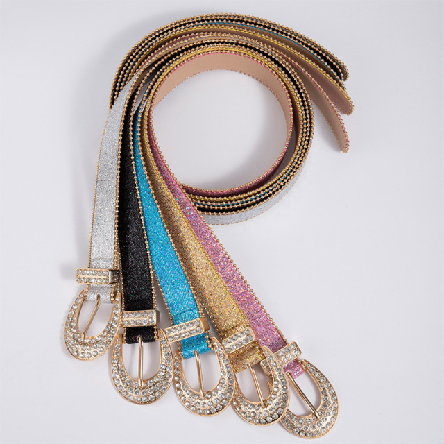 Factory Wholesale Western Belts For Women With Rhinestone Studded Buckle