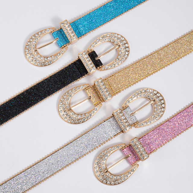 Factory Wholesale Western Belts For Women With Rhinestone Studded Buckle