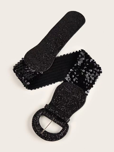 Custom Design Women's Fashion Stretch Belts - Spangle Wide Waist Belt Women