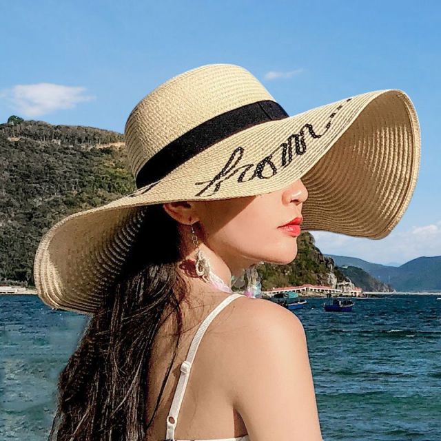 Summer Trendy Wide Brim Floppy Sun Straw Hats For Women - Beach Sun Hat With Ribbon Bowknot