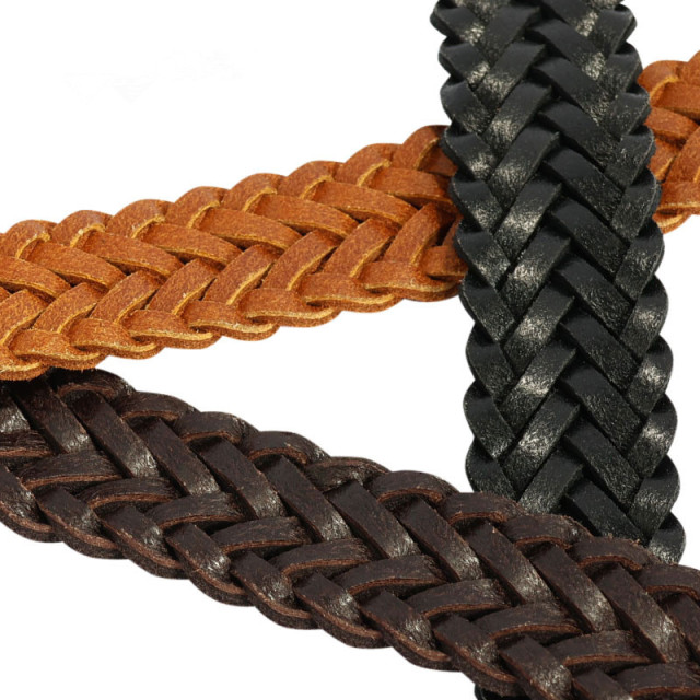 Handmade Women Braided Suede Leather Belt With Brass Buckle For Casual Jeans