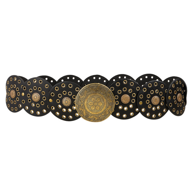 Vintage Baroque Wide Disc Studded Belts For Women
