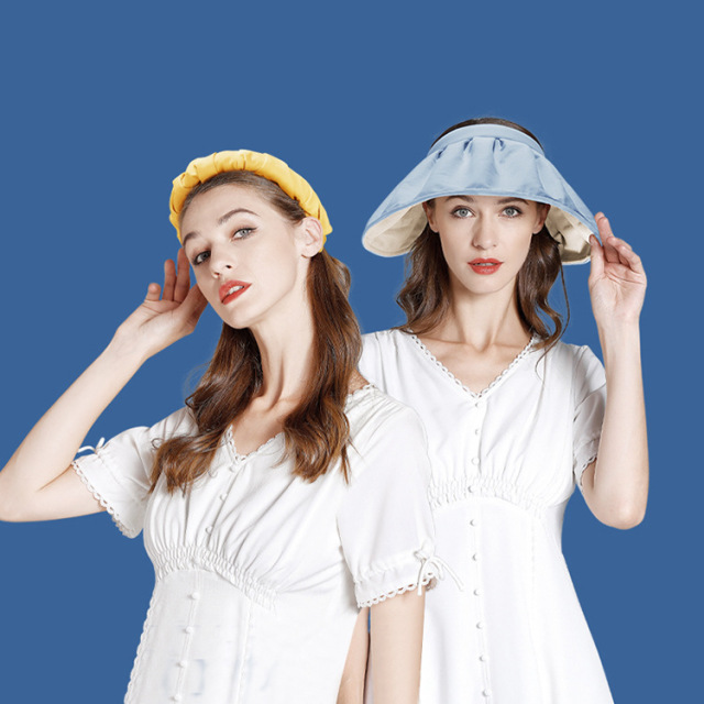 Summer Hot Selling Large Brim Sun Visor Hats Empty Top - Foldable UV Protection Beach Hat For Women