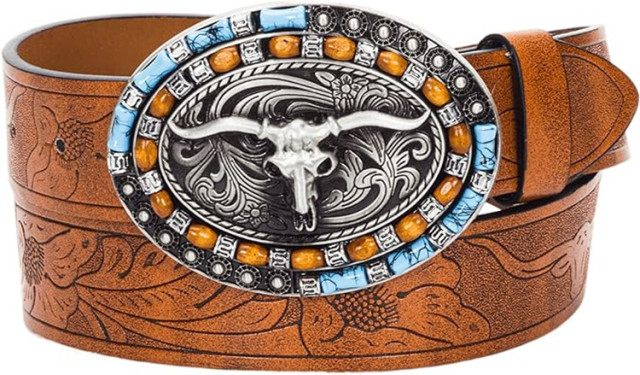 Wholesale Western Cowboy Belts For Men And Women - Vintage PU Engraved Leather Belt With Retro Buckle
