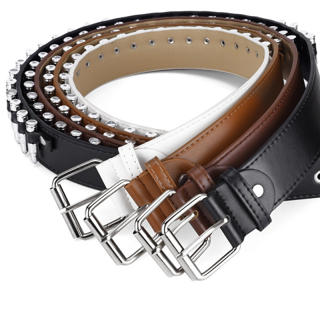 Western Style Bullet Studded Belts Y2K - Metal Punk Rock Rivet Belt For Mon Women