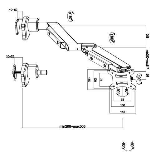 UDT22-C012 Heavy Duty Gas spring monitor desk mount