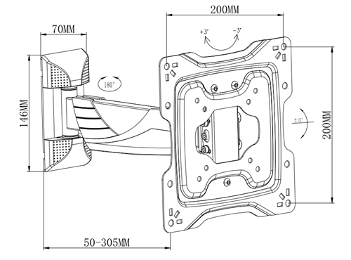 UPA50-221 Elegant Slim Full-motion Curved & Flat Panel TV Wall Mount For most 13"-42" curved & flat panel TVs