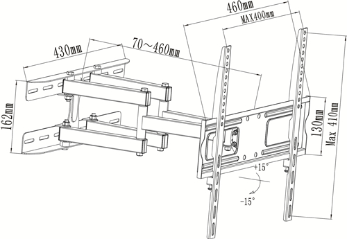 PLA09-446 Super economy Articulating Flat Panel TV Wall Mount For most 26"-55" curved & flat panel TVs