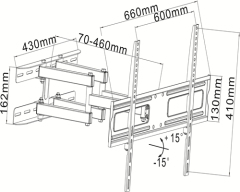 PLA09-466 Super economy Articulating Flat Panel TV Wall Mount For most 37"-70" curved & flat panel TVs