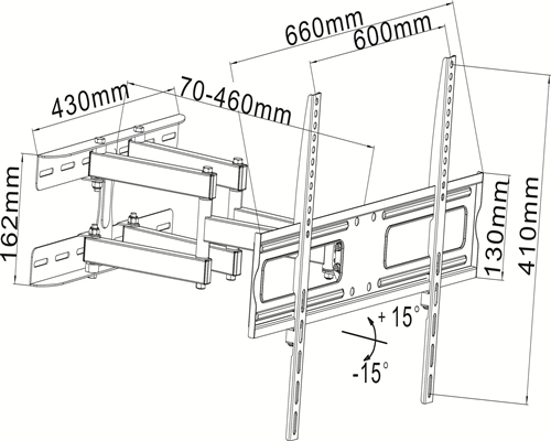 PLA09-466 Super economy Articulating Flat Panel TV Wall Mount For most 37"-70" curved & flat panel TVs