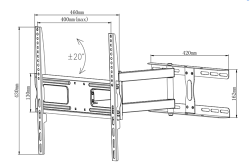 PLA09-443 Super economy Articulating Flat Panel TV Wall Mount For most 26"-55" curved & flat panel TVs