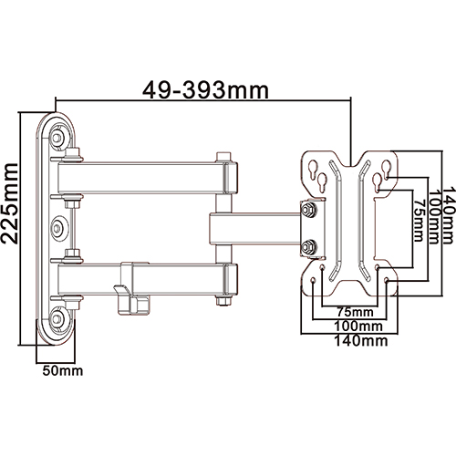 UDA11-113 Economy Low Profile Full-motion Wall Mount For most 13"-23" LED, LCD Flat Panel TVs