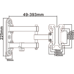 UDA11-113 Economy Low Profile Full-motion Wall Mount For most 13"-23" LED, LCD Flat Panel TVs