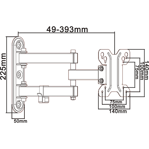 UDA11-113 Economy Low Profile Full-motion Wall Mount For most 13"-23" LED, LCD Flat Panel TVs
