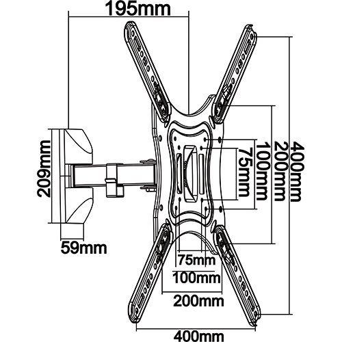 UPA51-441 Economy Full-motion TV Wall Mounts For most 13"-55" LED, LCD Flat Panel TVs