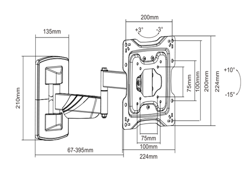 UPA50-222W Elegant Slim Full-motion Curved & Flat Panel TV Wall Mount For most 13"-42" curved & flat panel TVs