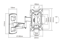 UPA50-222W Elegant Slim Full-motion Curved & Flat Panel TV Wall Mount For most 13"-42" curved & flat panel TVs