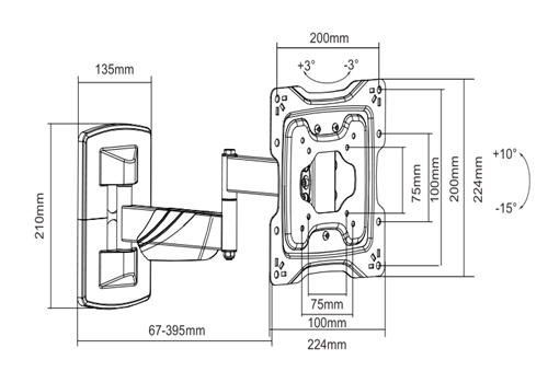 UPA50-222W Elegant Slim Full-motion Curved & Flat Panel TV Wall Mount For most 13"-42" curved & flat panel TVs