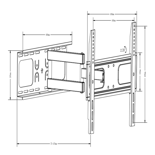 UPA36-443W Standard Solid Articulating Curved & Flat Panel TV Wall Mount For most 26"-55" curved & flat panel TVs