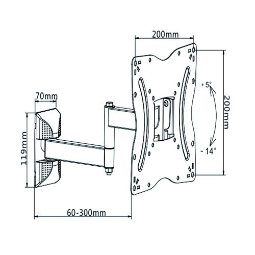 PLA27-222 Super Economy Full-motion Wall Mount For most 23"-42" LED, LCD Flat Panel TVs