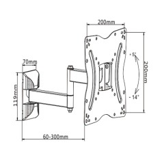 PLA27-222 Super Economy Full-motion Wall Mount For most 23"-42" LED, LCD Flat Panel TVs