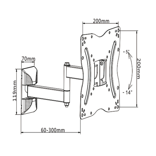 PLA27-222 Super Economy Full-motion Wall Mount For most 23"-42" LED, LCD Flat Panel TVs