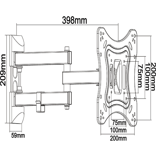 UPA51-223 Economy Full-motion TV Wall Mounts For most 13"-42" LED, LCD Flat Panel TVs