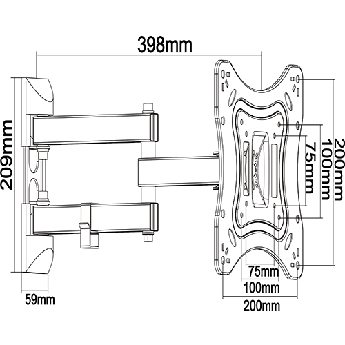 UPA51-223 Economy Full-motion TV Wall Mounts For most 13"-42" LED, LCD Flat Panel TVs