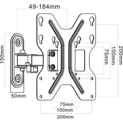 UDA11-221 Economy Low Profile Full-motion Wall Mount For most 13"-42" LED, LCD Flat Panel TVs