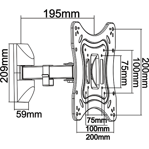 UPA51-221 Economy Full-motion TV Wall Mounts For most 13"-42" LED, LCD Flat Panel TVs