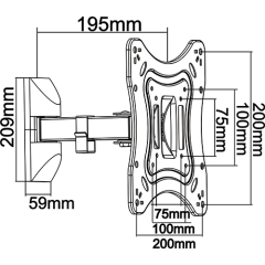 UPA51-221 Economy Full-motion TV Wall Mounts For most 13"-42" LED, LCD Flat Panel TVs