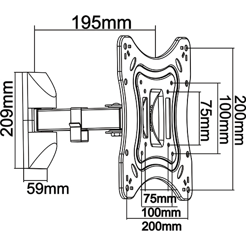 UPA51-221 Economy Full-motion TV Wall Mounts For most 13"-42" LED, LCD Flat Panel TVs