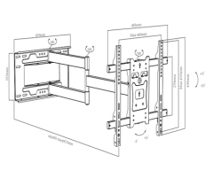 UPA40-443L Standard Solid Articulating Curved & Flat Panel TV Wall Mount For most 26"-55" curved & flat panel TVs