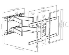 UPA40-466LWL Standard Solid Articulating Curved & Flat Panel TV Wall Mount For most 37"-70" curved & flat panel TVs