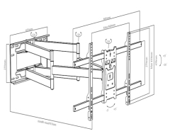 UPA40-486L Standard Solid Articulating Curved & Flat Panel TV Wall Mount For most 37"-90" curved & flat panel TVs