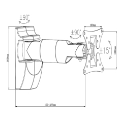 UCD-502 Economy Full-motion Wall Mount For most 13"-23" LED, LCD Flat Panel TVs