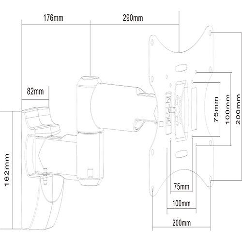 UCD-503A Economy Full-motion Wall Mount For most 13"-42" LED, LCD Flat Panel TVs