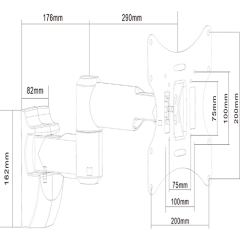 UCD-503A Economy Full-motion Wall Mount For most 13"-42" LED, LCD Flat Panel TVs