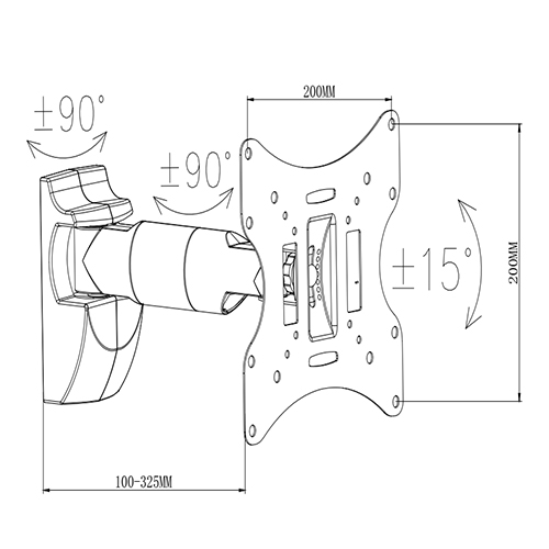 UCD-502A Economy Full-motion Wall Mount For most 13"-42" LED, LCD Flat Panel TVs