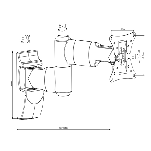 UCD-503 Economy Full-motion Wall Mount For most 13"-23" LED, LCD Flat Panel TVs