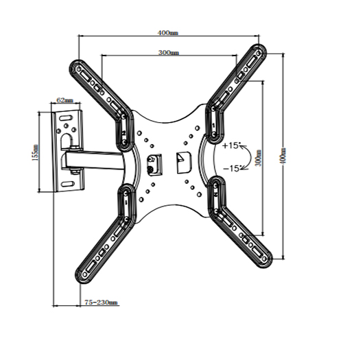 PLA17-441 Economy heavy-duty Full-motion Wall Mount For most 13"-55" LED, LCD Flat Panel TVs