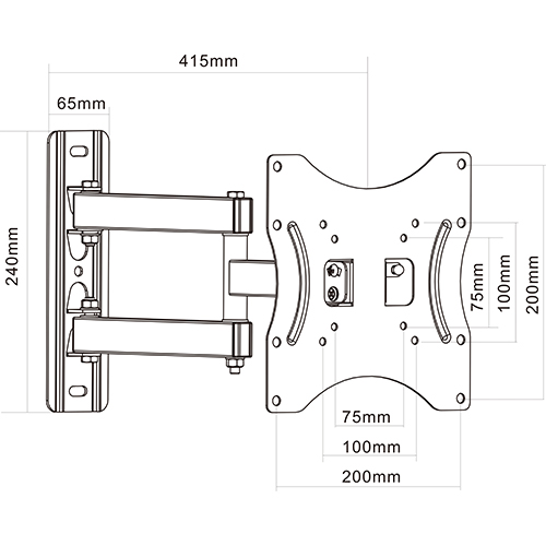 PLA17-223 Economy heavy-duty Full-motion Wall Mount For most 13"-42" LED, LCD Flat Panel TVs