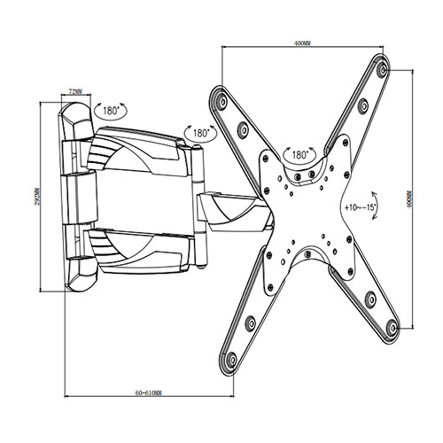 UPA39-443L Elegant Slim Full-motion Curved & Flat Panel TV Wall Mount For most 26"-55" curved & flat panel TVs