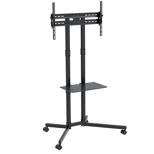 T1031 Height Adjustable Mobile Steel Rolling TV Trolley Cart on Wheels For Most 32"-70" Flat Panel TVs