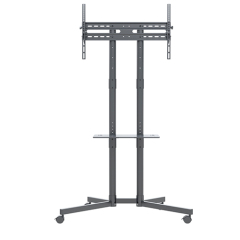 T1031 Height Adjustable Mobile Steel Rolling TV Trolley Cart on Wheels For Most 32"-70" Flat Panel TVs