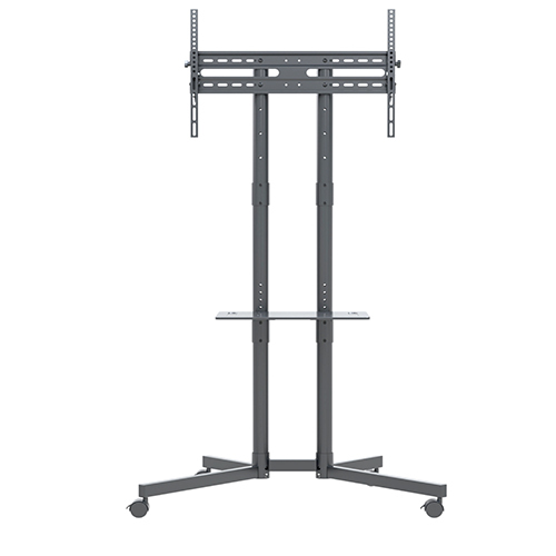 T1031 Height Adjustable Mobile Steel Rolling TV Trolley Cart on Wheels For Most 32"-70" Flat Panel TVs
