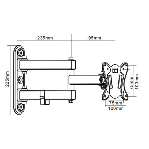 UM20-113J Economy Low Profile Full-motion Wall Mount For most 13"-23" LED, LCD Flat Panel TVs